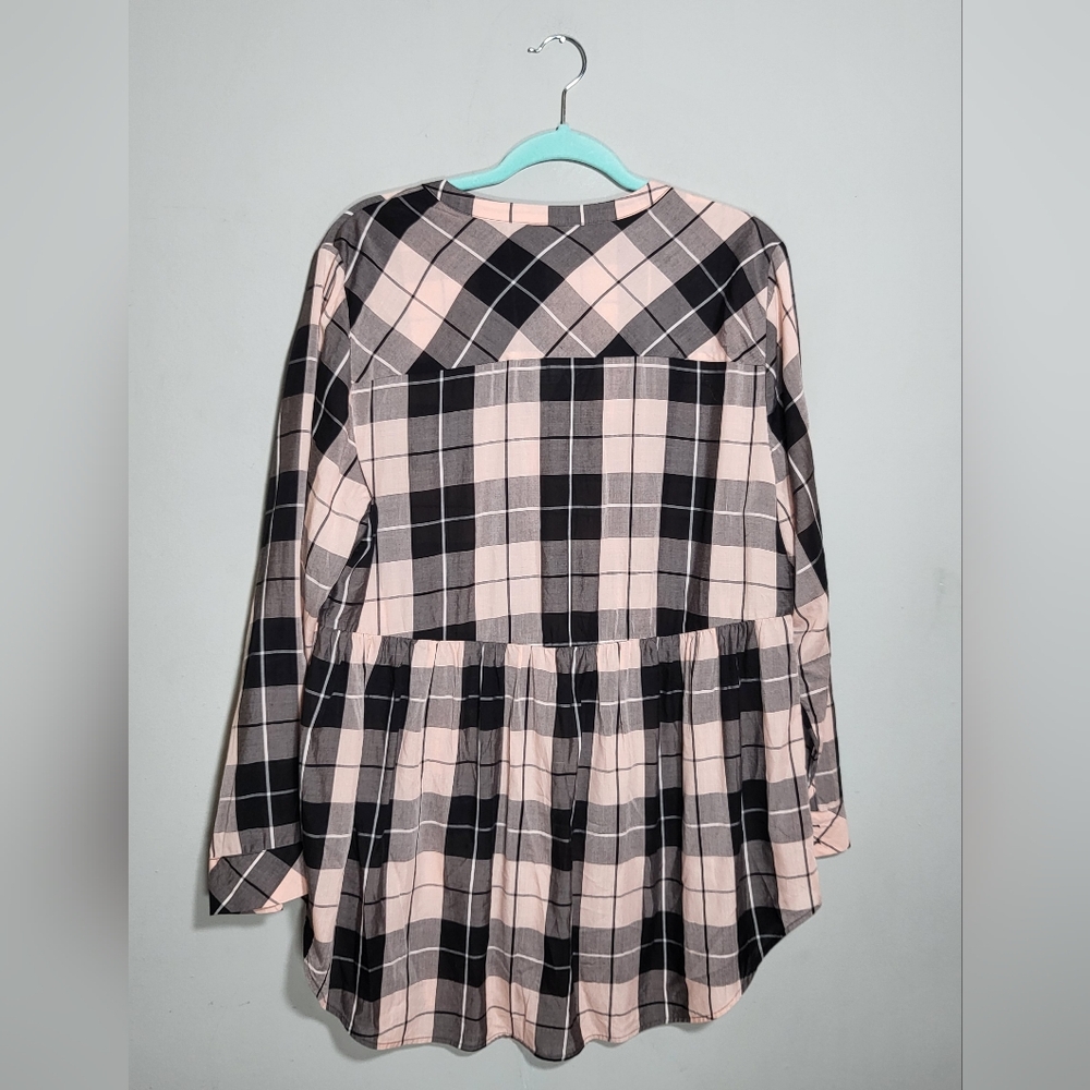 NWT TORRID Top | Size 1X | Babydoll Tunic | Pale Light Pink and Black Plaid - Picture 5 of 12